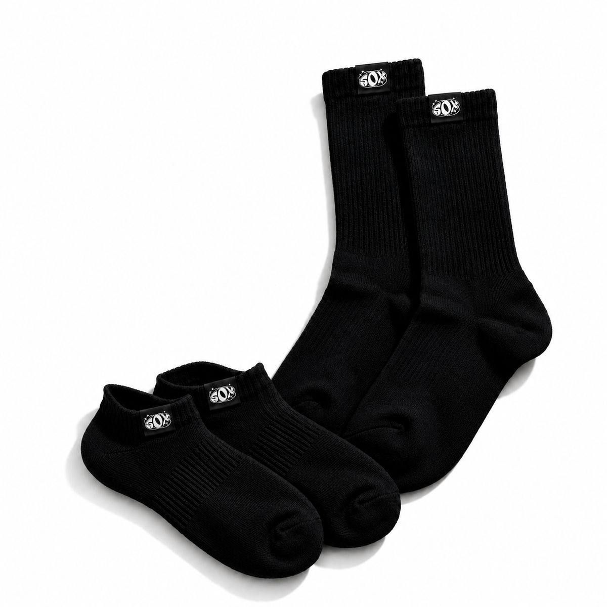 SOX High and Low Pack – black crew socks and black ankle socks bundle